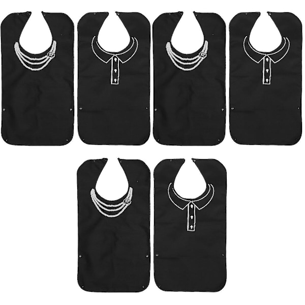 6 st Praktiska Handdukar för Äldre Vuxna Bärbara Vattentäta Matningsförkläden (svart) 6 st 68X35CM 6 pcs 68X35CM