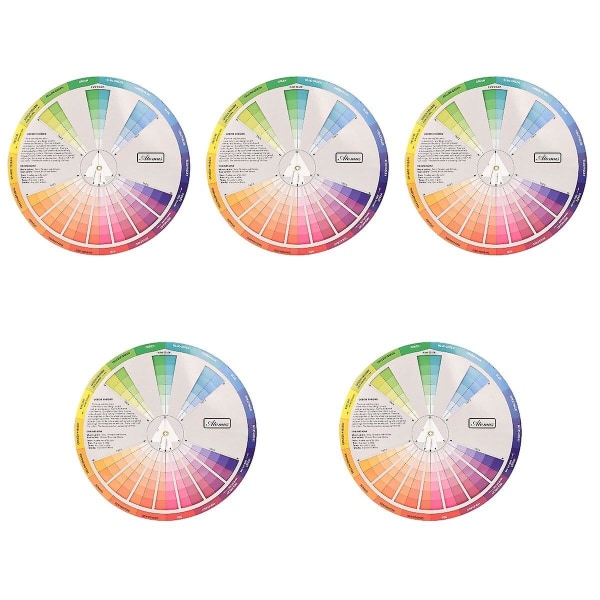 4st Kreativa färghjul Färginlärning Rotationshjul Färgtavla Blandad färgguide Verktyg för 5pcs 23cm