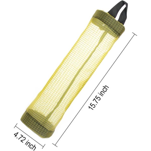 Søppelposeholder for kjøkken, sammenleggbar nett-hengende arrangør for søppelposer, 3 stk (gul + svart + grå)