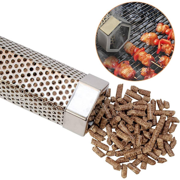 Pellets Ryge Rør 6 tommer Ryge Rør - Rustfrit Stål Træ Rør - Velegnet til enhver Grill eller Ryger - Tilføjer Delikate Trærygsmag (6 tommer)