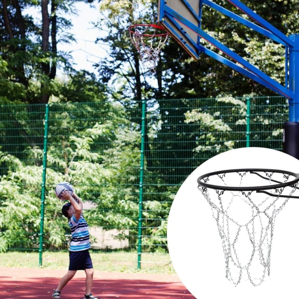 Basketballnett i stål, tungt, erstatningsnett, standard galvanisert stålnett, rustfritt, enkelt