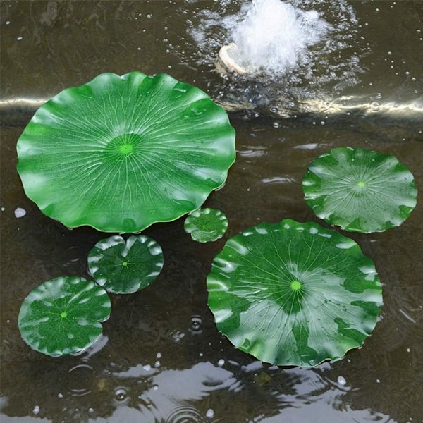 Kunstig vannlilje, egnet for flytende planter og realistiske lotusblader i hjem, hager, dammer, svømmebassenger, akvarier og landskap 8 stk