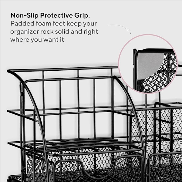 Skrivebordsarrangør, Perfekt til Organisation af Kontorartikler, Stilfuld Alt-i-Én Mesh-Skrivebord Inkluderer Pen/Blyantsholder, Postarrangør
