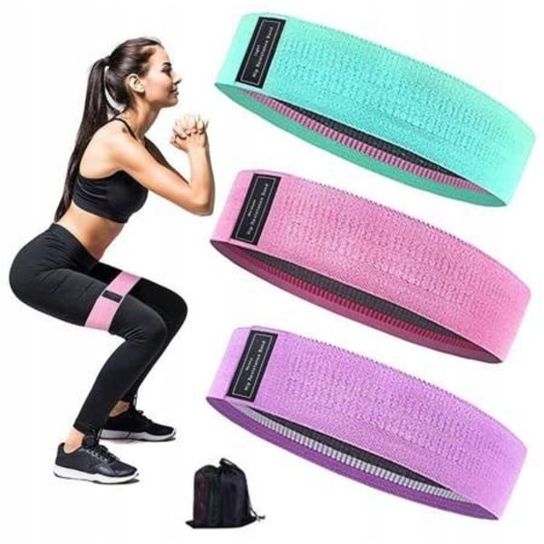 Set med 3 Stretch Squat Resistance Band, Rumpa Fitness Rally Band, Yoga Stretch Träningsband