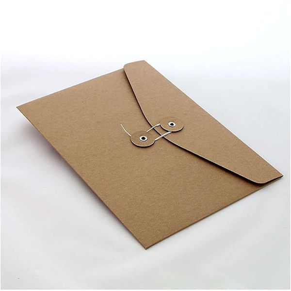 Kraft String Envelope Filmapp, Projektfickor, Filmapp, Dokumentorganisatör, Platt - Ingen Expansion, A4 Letter Storlek (Paket med 5) Kraftbrun, Paket med 5 Kraft Brown Pack of 5