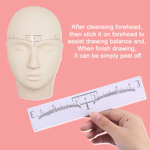 100 Pak Eyebrow-Lineal, Engangs Øjenbryn Lineal Klæbende Øjenbryn Sticker Stencil Guide Måleværktøj