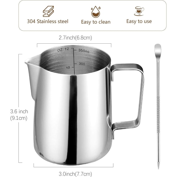 Mjölkskummare för kaffeskumproduktion - lämplig för Espresso - latte art chaika Buccino varm choklad - rostfritt stål