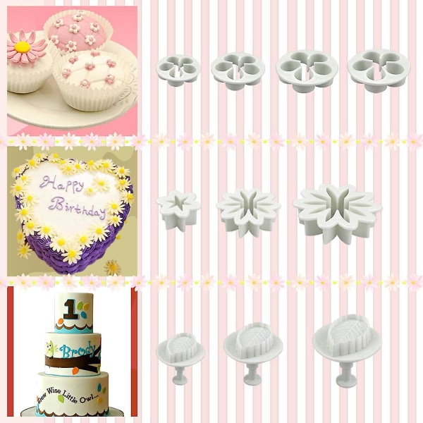 Kakaverktyg Blomfondant Kakdekorationsset Kexform Glasyrtryckare Fondantfjäder Präglingsform Skärverktyg 84 delar 84pcs