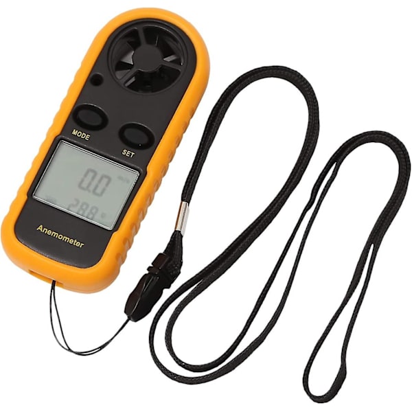 Digitalt Anemometer Håndholdt LCD Vindhastighedsmåler og Temperatur med Baggrundsbelysning til Sejlads Surfing Gliding Ventilatorfremstilling (1 stk, Orange)