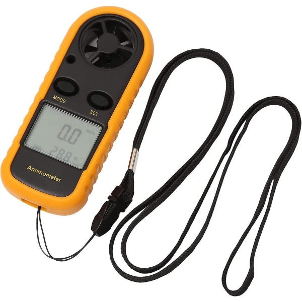 Digitalt anemometer, håndholdt LCD vindmåler og temperaturmåler med bakgrunnsbelysning for seiling, surfing, gliding, vifteproduksjon (1 stk, oransje)