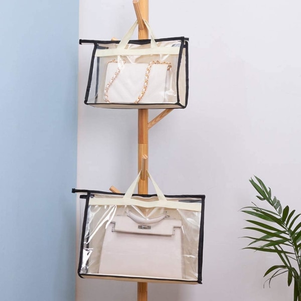 Pustende støvpose, lufttett klespose, beskyttende oppbevaringspose, gjennomsiktig hengepose, lufttett oppbevaringspose, oppbevaringspose, beige stor