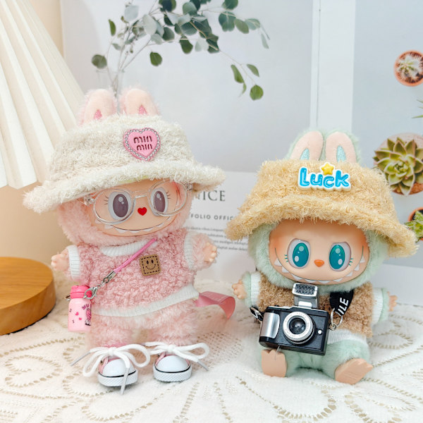 /RYI/ Mini Kläder för Labubu Set Gosiga Labubu Kläder Söt Hatt och Klädset Labubu Kläder 7 as color(no doll)