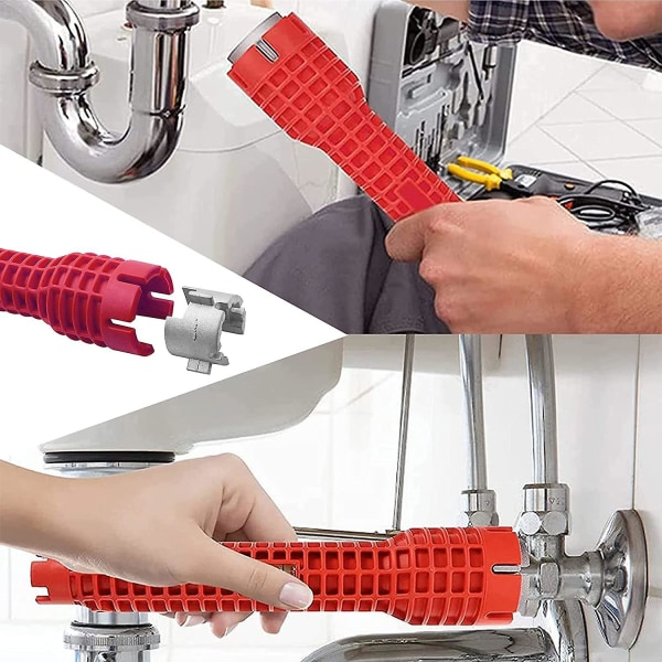 Multifunktionel Vandrørsnøgle Vask Installationsværktøj Nøgleklemme Hane Vask Nøgle 8 i 1 Multifunktionel Installationsværktøj Til Toilet Vask Badeværelse