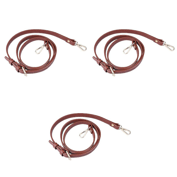 3 st Creative Ersättningsaxlarmband Justerbar PU Damväska Axlarmband Väska Tillbehör (kaffe, Guldspänne) 3pcs