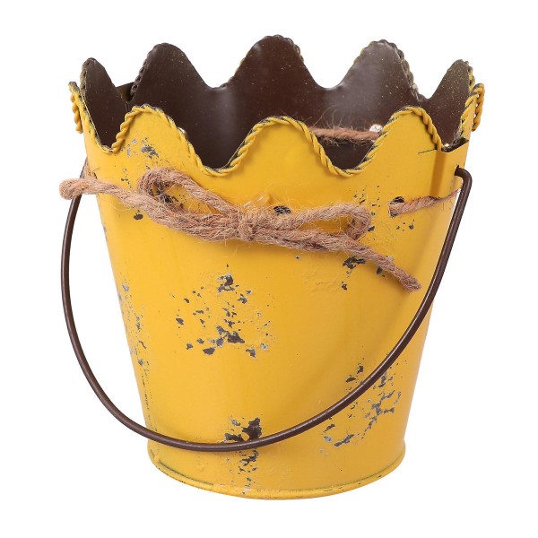 Hvid Blomster Vase Galvaniseret Spand Plantebeholder Galvaniseret Plantebeholdere Metal Kar Plantebeholder Landlig Kande Vase Gul 13X13X8.5CM Yellow 13X13X8.5CM