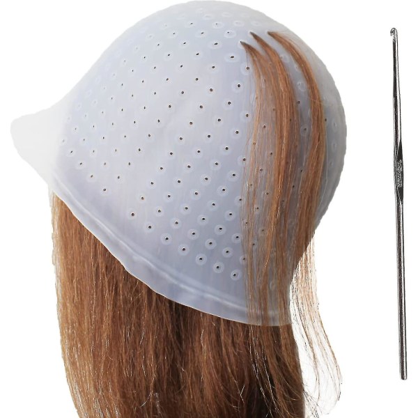 2-paks silikon highlighting cap, highlighting cap og krok, hårfargehette