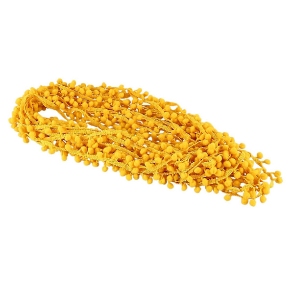 2 Strimler 20 Yards 10mm Pompom Trim Ball Frynseribbon DIY Sytilbehør Blonder, Gul Beige