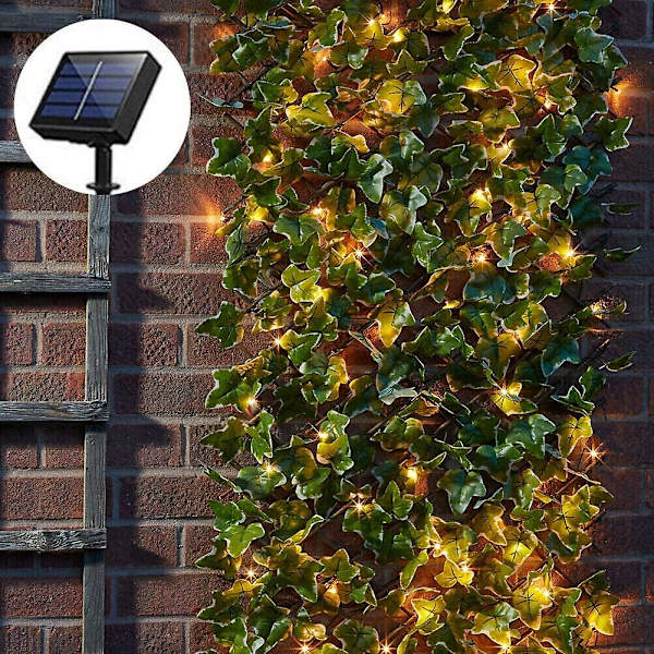 Kunstig Eføy, 10m Lønnblad Fe-lys, Kunstige Planter Med 100 LED-lys Og Grønne Blad, Lyslenke For Hage, Hjem, Bryllup