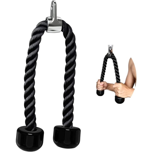 Universal Triceps Rope Pull Down, 27 tommer Heavy Duty Rope Længde, let at gribe og skridsikkert kabel Workout Træningsmaskine vedhæftning