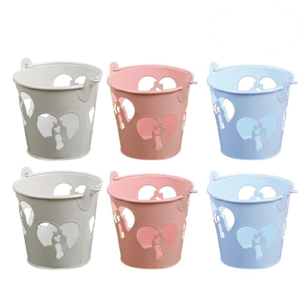 6 stk. Mini Metal Spand Brude- og Groomsformet Spand Bryllupsgave Gaveæske Skrivebordsarrangør (Pink Hvid Lyseblå) 6 stk. 6pcs