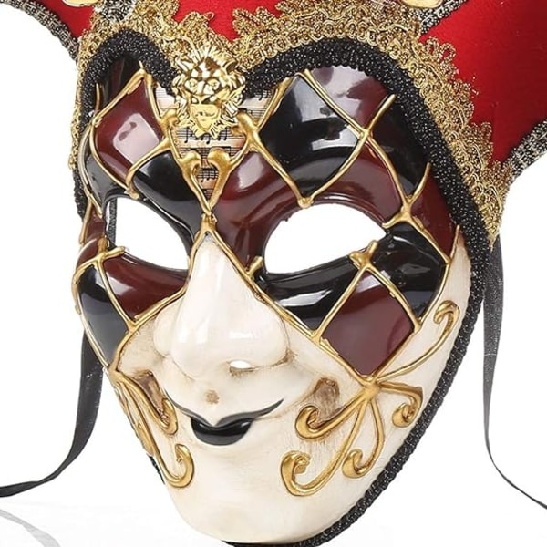 Full Face Venetian Mask Masquerade Mask for Carnival Mardi Gras Cosplay Halloween Party Veggdekorasjon