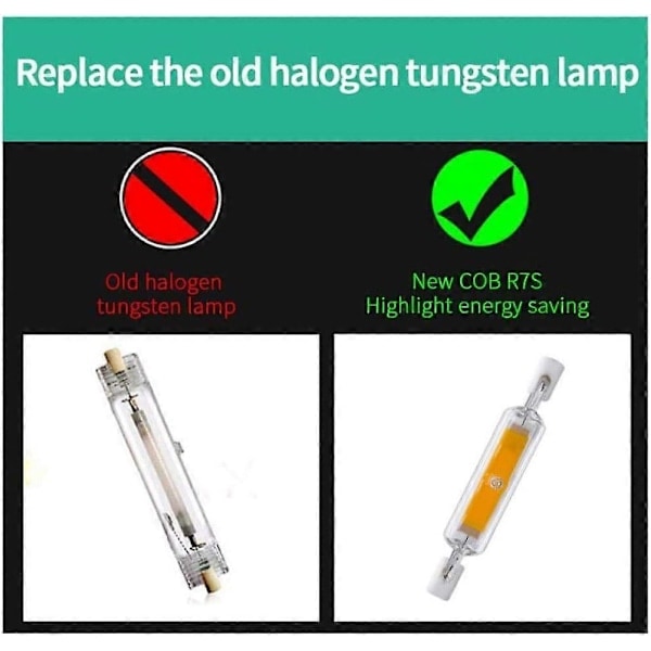RYI)R7s LED-lamppu 118mm 20W Himmennettävä 220V Himmennettävä Lämmin valkoinen Lumen Lineaarinen Korvaus Watti Halogeenilamppu 4kpl