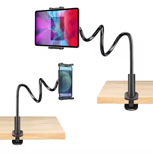Universal justerbar 360 graders roterende mobiltelefon tablet stander doven sengekant skrivebordsstander bærbar fleksibel aluminiumslegering_xrzi White