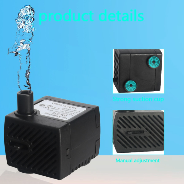 Mini AC Vattenpump, Akvarium Fisktank Vattenpump, Liten Trädgårdsvattenskälla, Europeisk Standard SM-018 2.5W