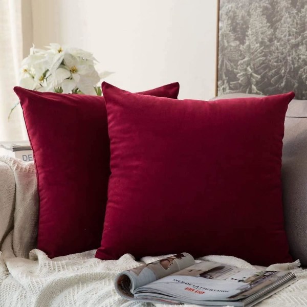 Sæt af 2 Fløjls Pudebetræk Dekorative Sofa Pudebetræk Super Glat Blød Behagelig Dekoration Hjem Stue Soveværelse Til Sofa 65x65cm Brun