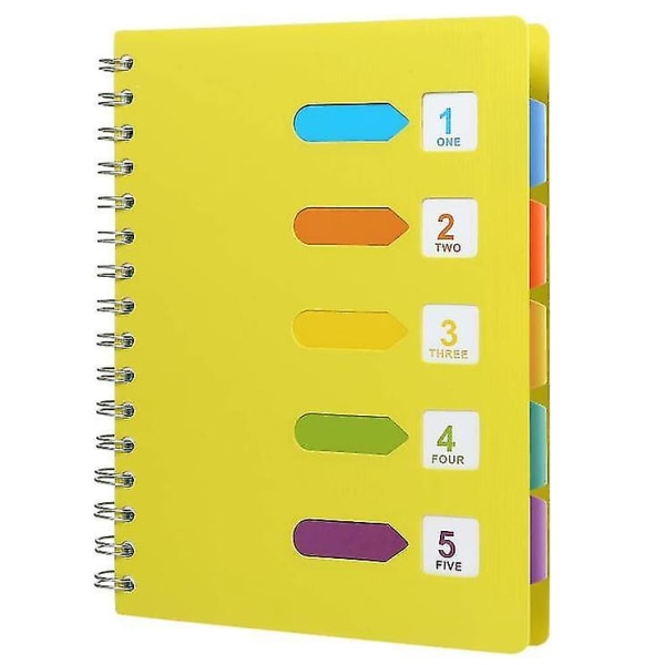 A5 Spiral Notebook, Inbunden Spiral Notebook fodrad med avdelare för kontor eller skola