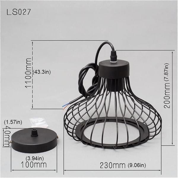 E27 Industriel vintage metalbur pendellamper sort retro loftlampe vintage loftlampe lampe pendel lys bur antik penda