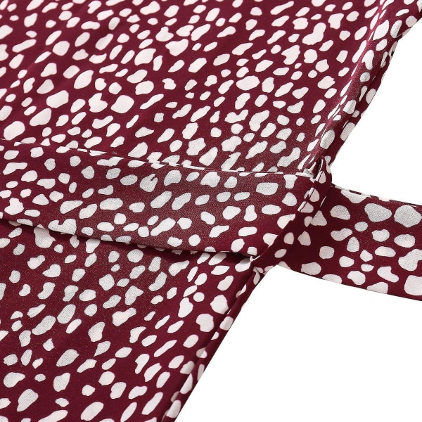 Naisten mekko pitkähihainen syksyinen pyöreä pääntie Leopardikuvioinen print vyötäröllä Mekot HameXLRed Red XL