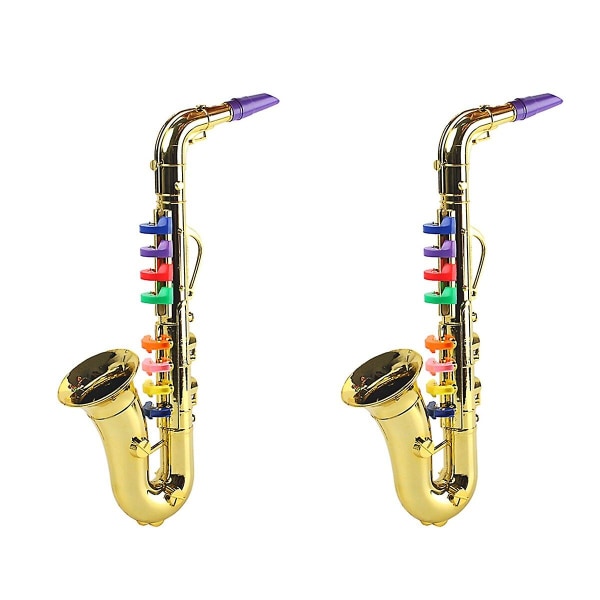2st Barn Plast Trumpet Leksak Musikinstrument Leksak Saxofon 8 Rytmer Trumpet Toy Kids Mini 2pcs 39*14.2*8.3cm