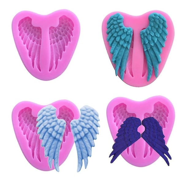 4 stk Angel Wings Mold Rød 3d Wings Silikon Fondant Form For Party Angel Wings Form Diy Chocolates Tool