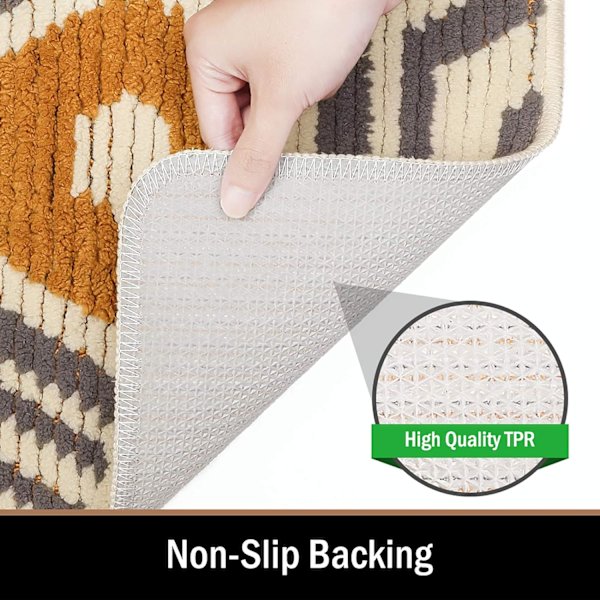 Geometrisk Formet Sklisikker Dørmatte, Absorberende Sklisikker Fotmatte for Hjemmet Slitasjesterk, Innendørs, Utendørs, Inngang, Trapp, Gang, Hagematte, Beige