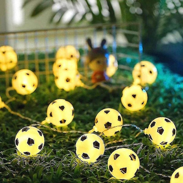 Fodboldslysstreng med 10 LED-lys - Fodbold Garland Lys til Soveværelse, Hjem, Bryllup, Fest, Jul, Dekorative Lys til Bar, Klub - Farve Colour