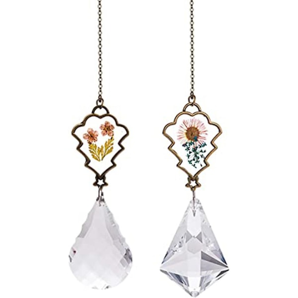 Crystal Suncatcher Blomma hängande hängsmycke Prisma Fönster Ornament Dekoration Paket med 2