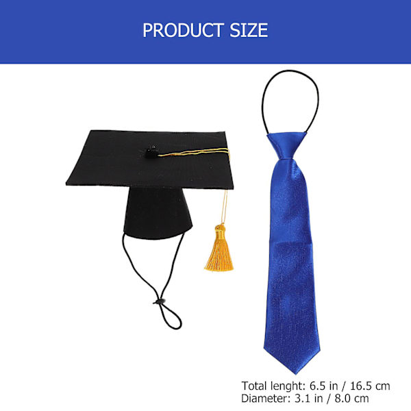 1 Sæt Graduation-tema Hundetøj - Sød Hvalpe Doktorhat og Sløjfe - Blå 16,5X16,5X8 Blue 16.5X16.5X8CM