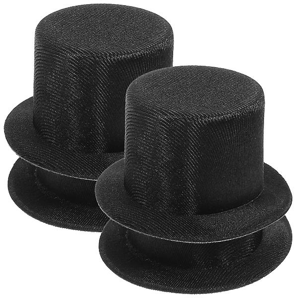 4 st Mini Cylinder Hattar Små Topphattar Dekorativa Snögubbehatt Dockhatt För DIY-Hantverk Juldekoration Svart Black