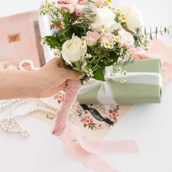 3 ruller 4 cm x 4,5 m hvidt gavebånd til bryllup, festival, dekorativt bånd til gaveindpakning, blomsterbuket, bryllupsinvitation, gør-det-selv