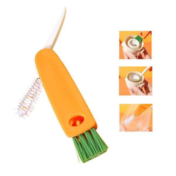 3 kpl 3-in-1 Mini Pullo Kupin Kansi Yksityiskohta Harja Olki Puhdistustyökalut Veden Pullo Puhdistus Raon Harja Pulloille Porkkana Puhdas