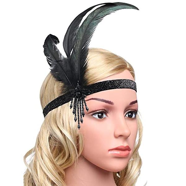 1920-luvun Naisten Pääkoriste Höyhen 20-luvun Pääpanta Koristeellinen Pääpanta, vintage 1920-luvun Flapper Hiusten Asusteet Naiselle Tytöille Musta Black