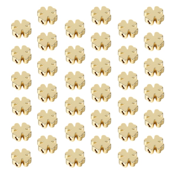 60pcs Smooth-surface Clover Beads Diy Necklace Bracelet Spacer (golden)Golden0.5X0.5CM