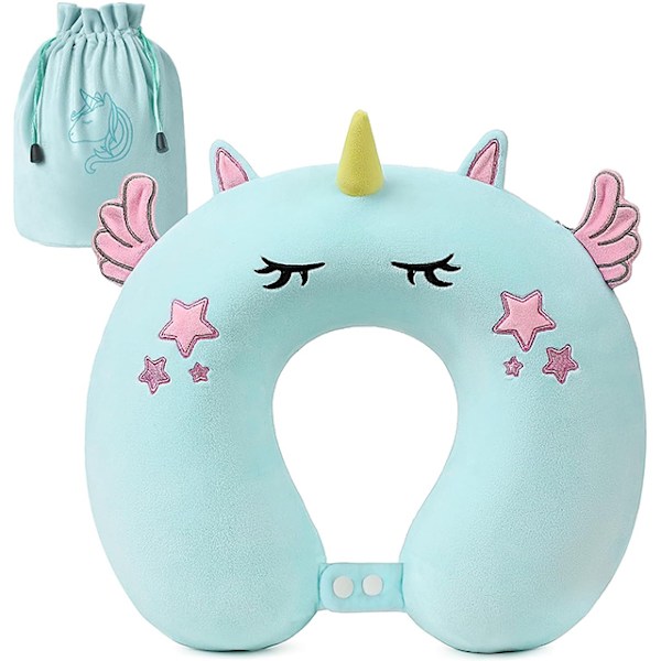 U-formet pute tegneserie lur nakkepute minneskum tegneserie fruktdesign reise 100% polyester 80 søt pute U-form_xrzi Sky blue