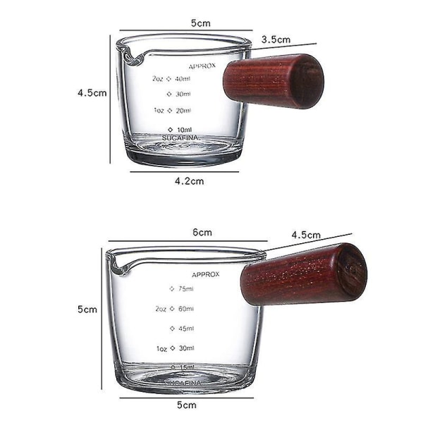 Glasmælk 75 +45ml Høj Borosilikat Glas Trykmund Kaffe Kop