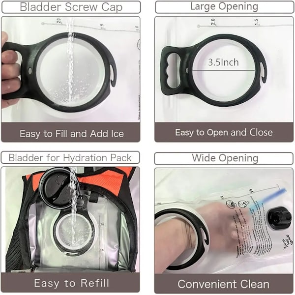 2 st Hydration Bladder 2 Liter Läcksäker Vattenbehållare, Bred Öppning, Militär Vattenblåsa Kombinerad med Hydration Ryggsäckar