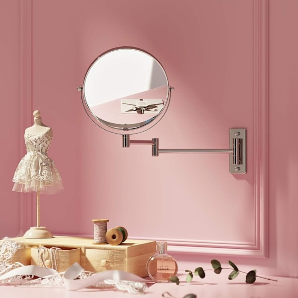 8 tommer dobbeltsidet LED-makeup spejl, vægmonteret forstørrelses spejl_ry