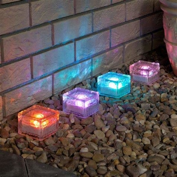 Solcelle Glasstenslys - Krystalstenslys - Have Solcelle Isblok Charmerende Glasstenslys Farveskiftende LED Havegård