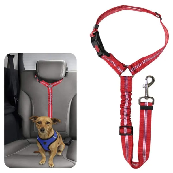 Säkerhetsbältesele för hund för bil - 2-i-1 koppel och säkerhetsbälte fästs i nackstödet. Stark, hållbar, 360 graders vridbar fäste vrider sig inte, reflekterande, Ea