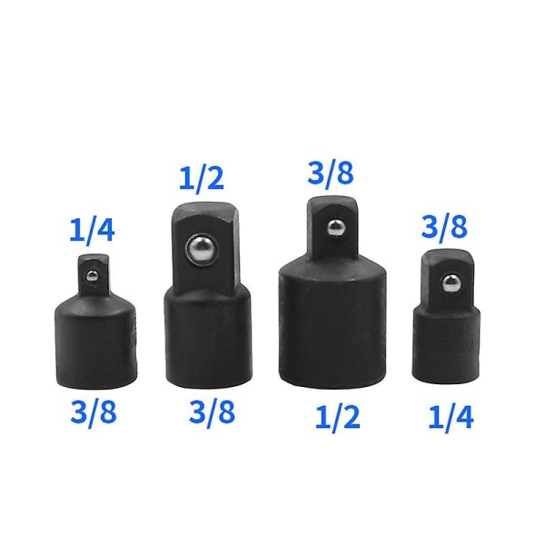 Drive Sokkel Adapter Omformer Reduser 3/8 til 1/4, 1/2 til 3/8, 3/8 til 1/2, 1/4 til 3/8, 1/2 hull til 3/4, med konverteringsnøkkel til Impact Driver (1 sett